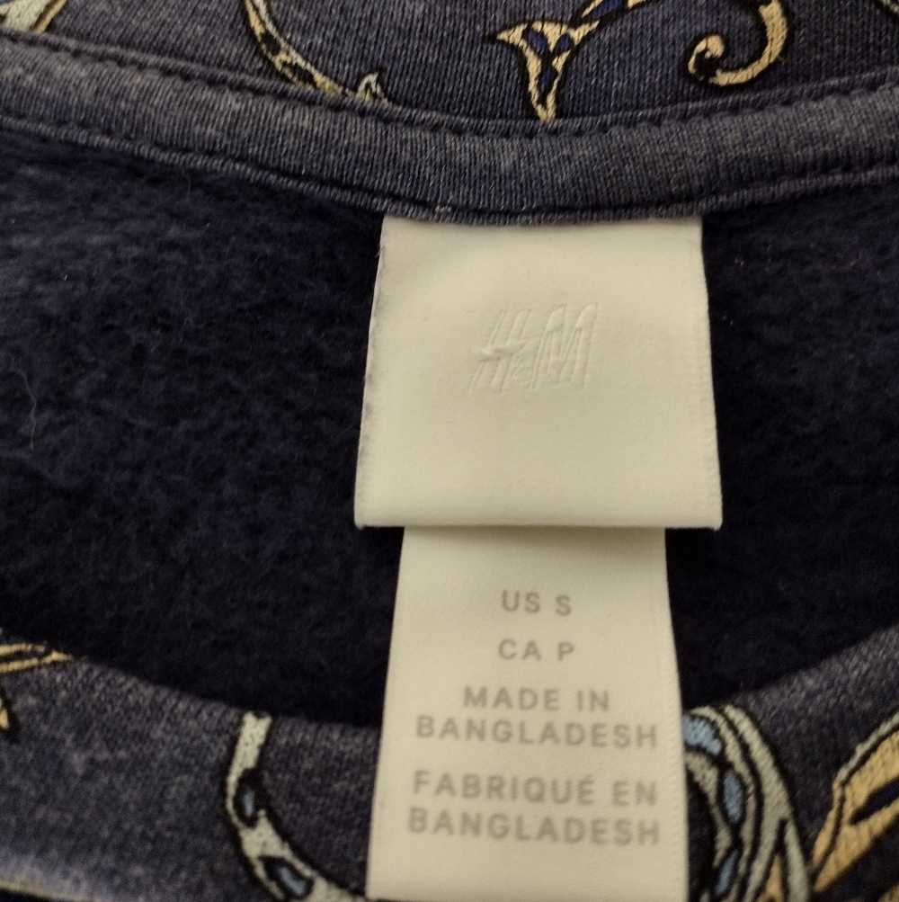 H&M Paisley Sweatshirt Women's S Blue Artsy Boho Retro 90s Y2K Outdoor - Picture 7 of 8